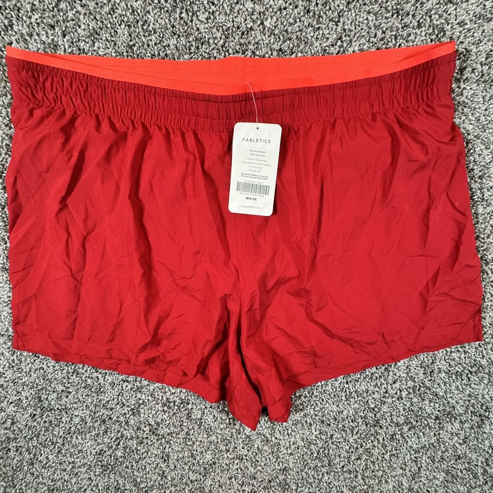 NEW FABLETICS Women's 1X (16-18) Red Hali Run Shorts Mid-rise Running Athletic